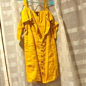 Tight slip button up yellow dress